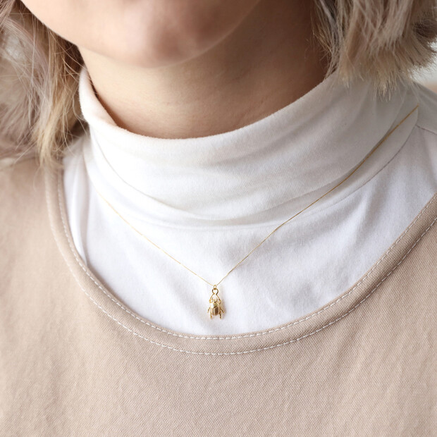 Delicate Tiny Gold Beetle Pendant Necklace Lisa Angel