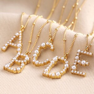 Irregular Pearl Initial Necklace - A