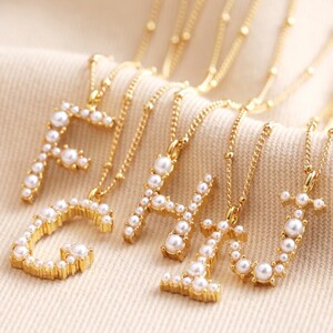 Irregular Pearl Initial Necklace - F