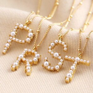 Irregular Pearl Initial Necklace - P