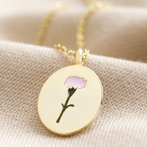 Enamel Birth Flower Necklace in Gold - January