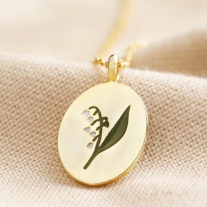 Enamel Birth Flower Necklace in Gold - May