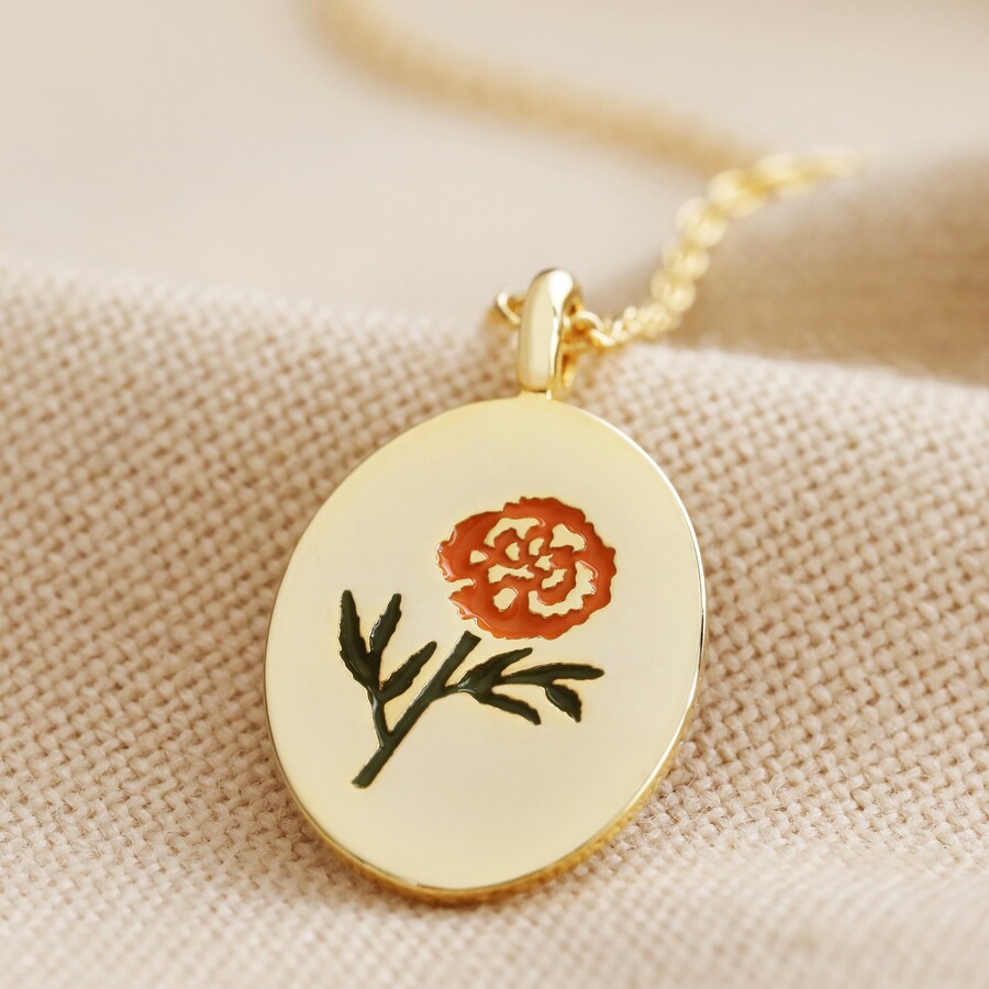 Birth Month Flower Name Connector Necklace