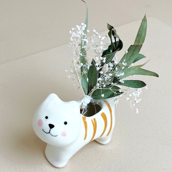 Ceramic Cat Bud Vase