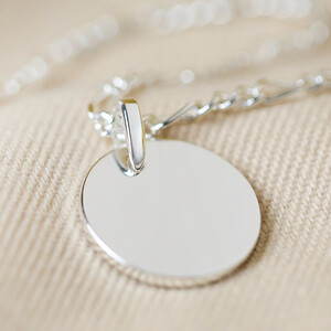 Disc and Figaro Chain Necklace in Silver