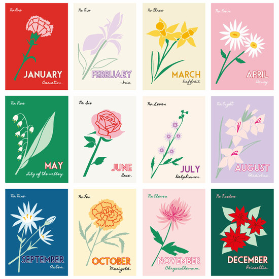 A4 Vintage Birth Flower Print - September