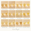 Group Shot of Tiny Birth Flower Stud Earrings in Gold