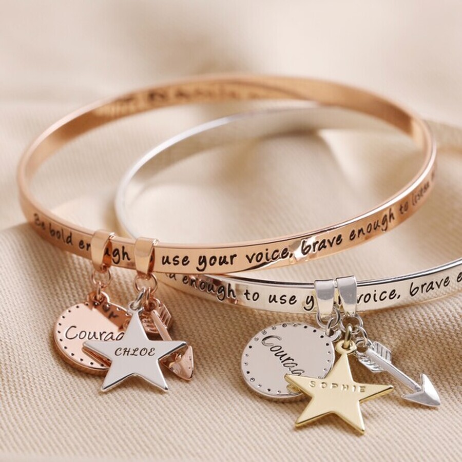 Personalised 'Be Brave' Meaningful Word Bangle