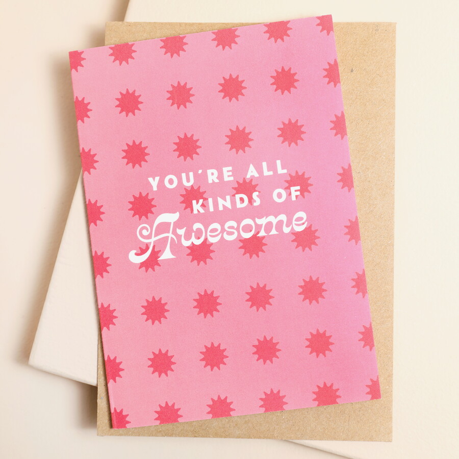 This fun colourful card features an uplifting message of support on the front and comes blank inside for your own special message