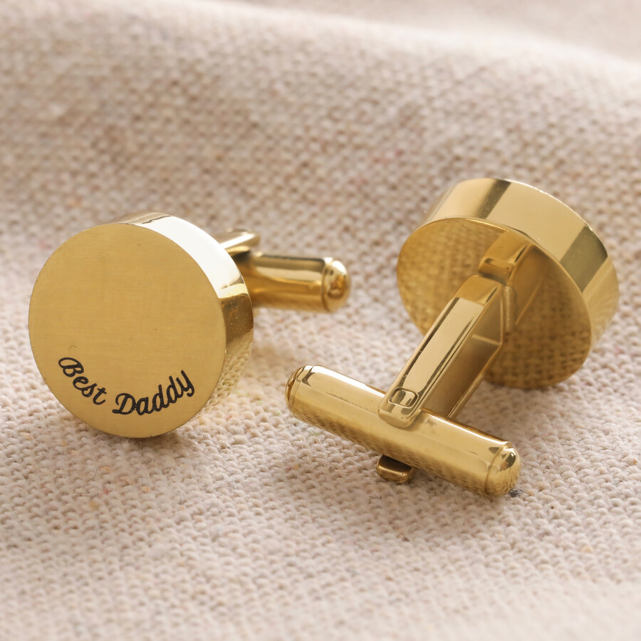 These Gold Cufflinks Come With a Personalised Message and are Ideal for Gifting for Father's Day
