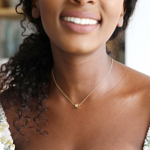 Personalised Star Bead Necklace on Model