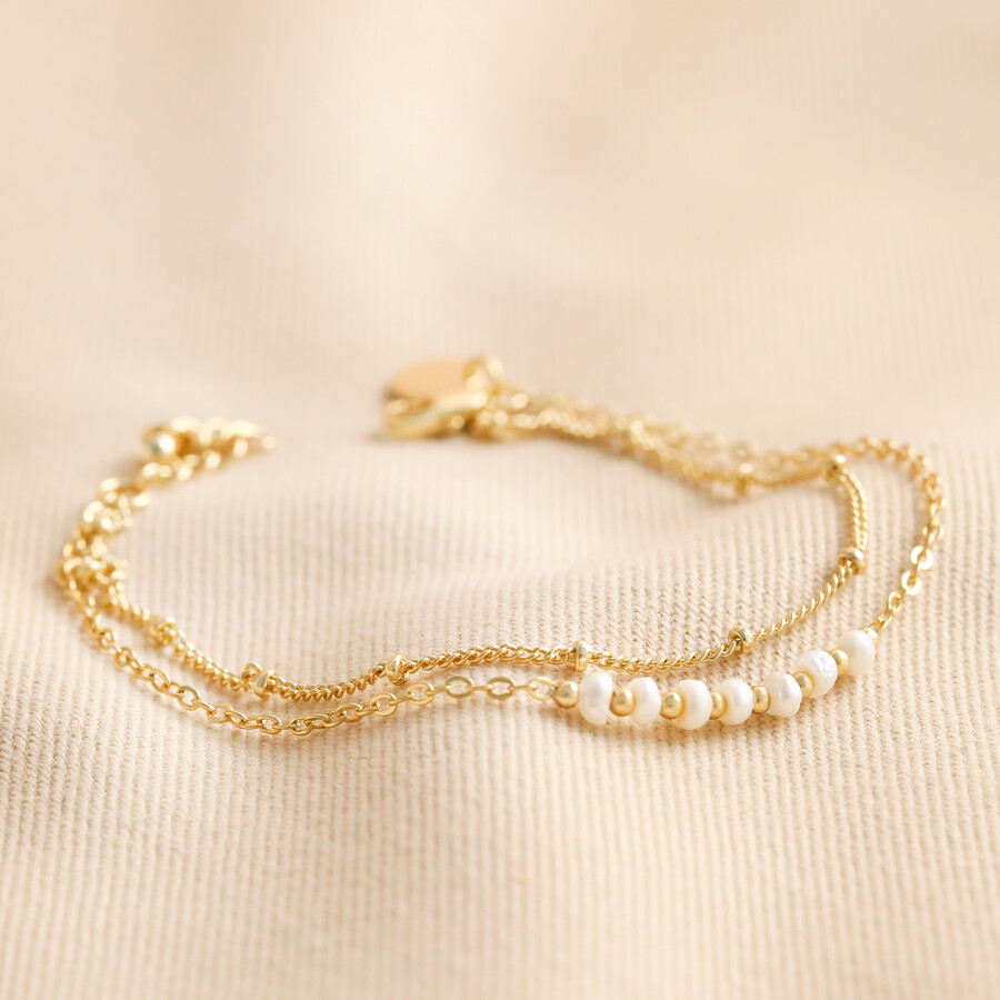 This Layered Bracelet Features Traditional Pearls but in a Stylish Way Making it Perfect for a Bridal Accessory