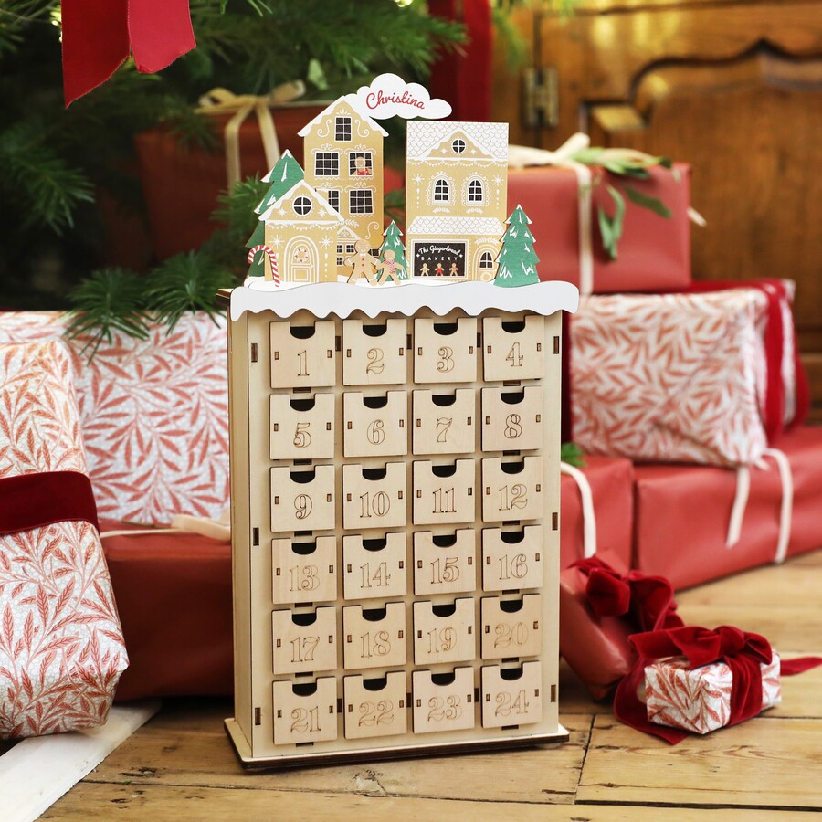 Personalised Fill Your Own Gingerbread Village Cutout Advent Calendar