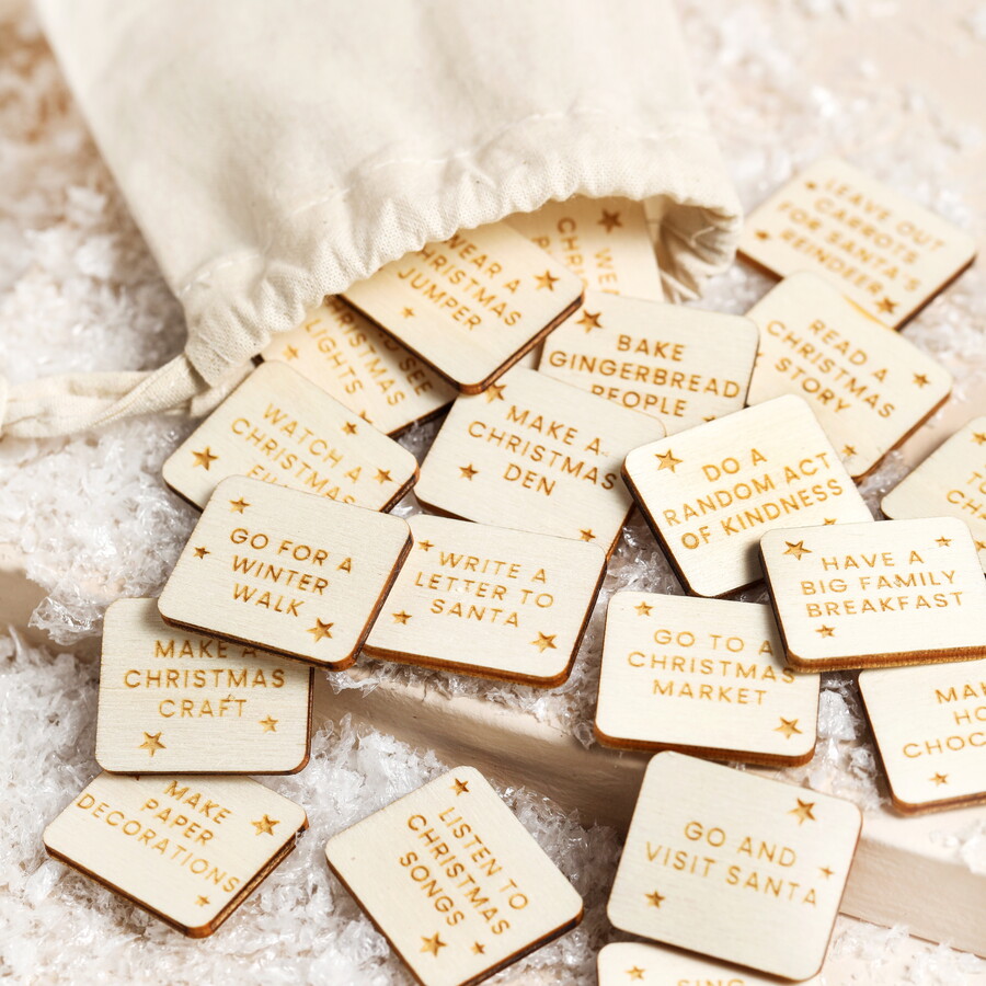 Wooden Christmas Countdown Advent Tokens