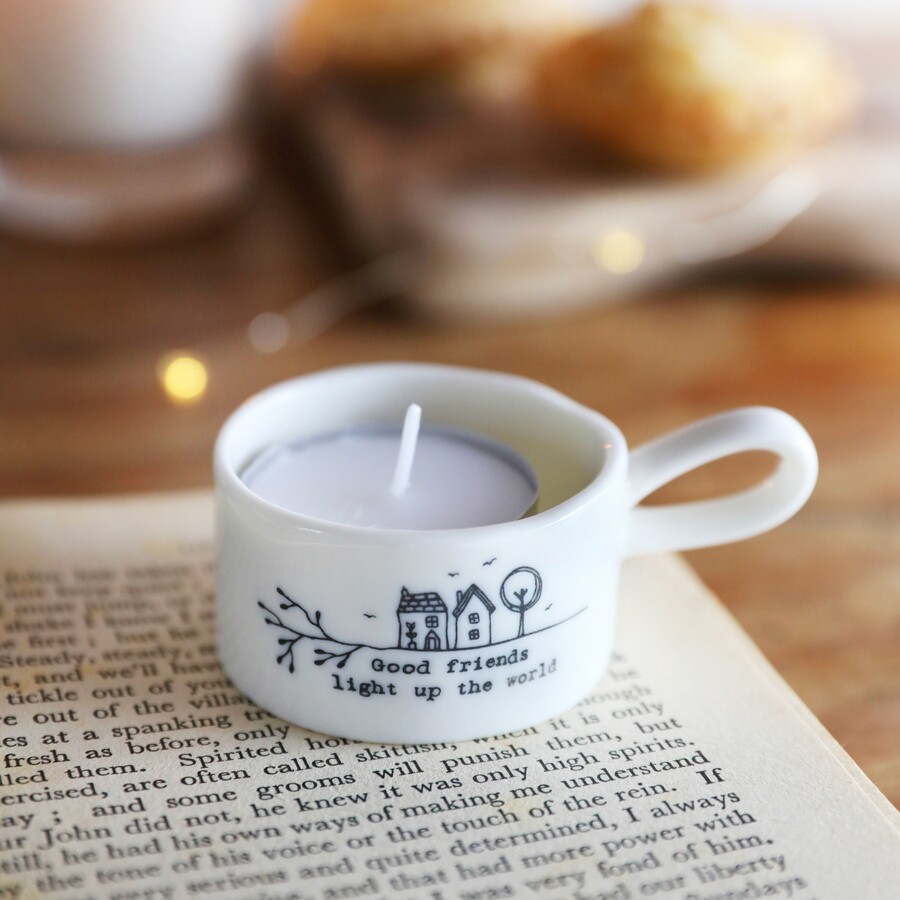 East of India Good Friends Tea Light Holder with Handle