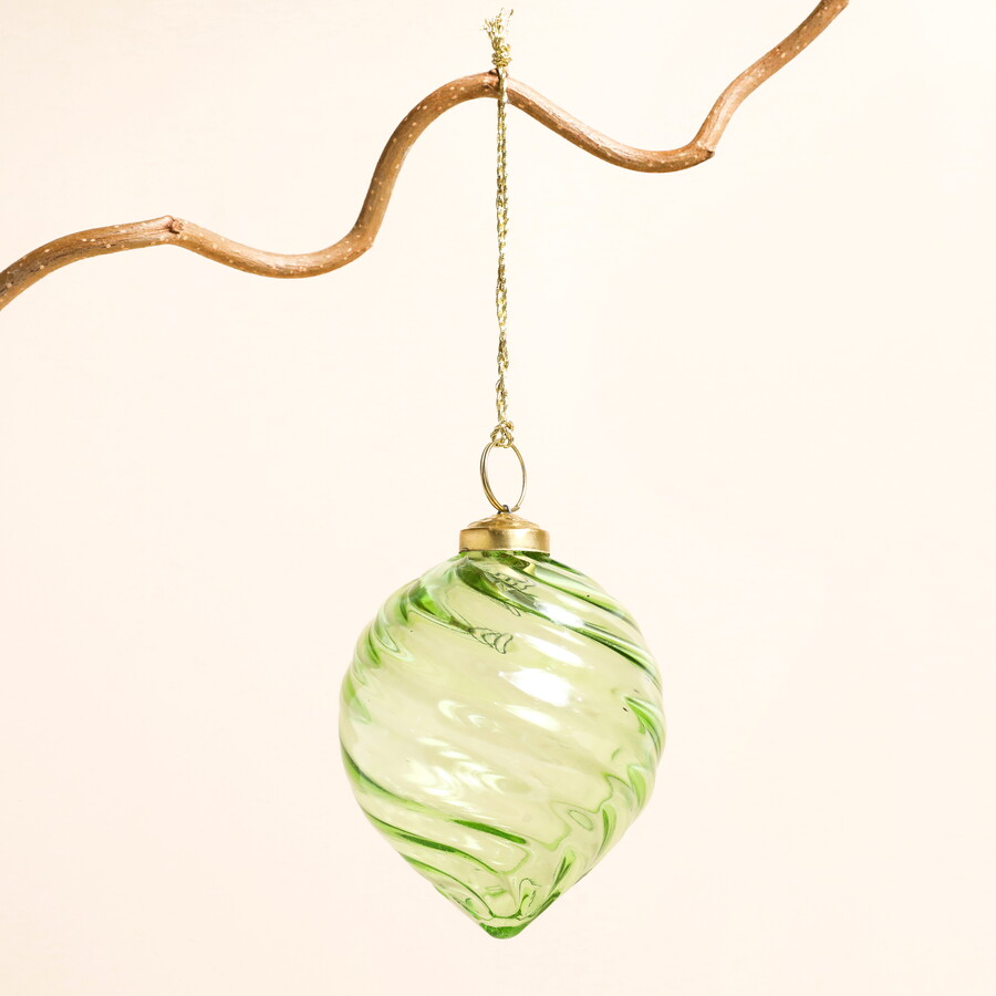 Add This Green Swirl Glass Sultan Bauble to a Small or Large Christmas Tree to Add a Little Colour and Texture to the Branches