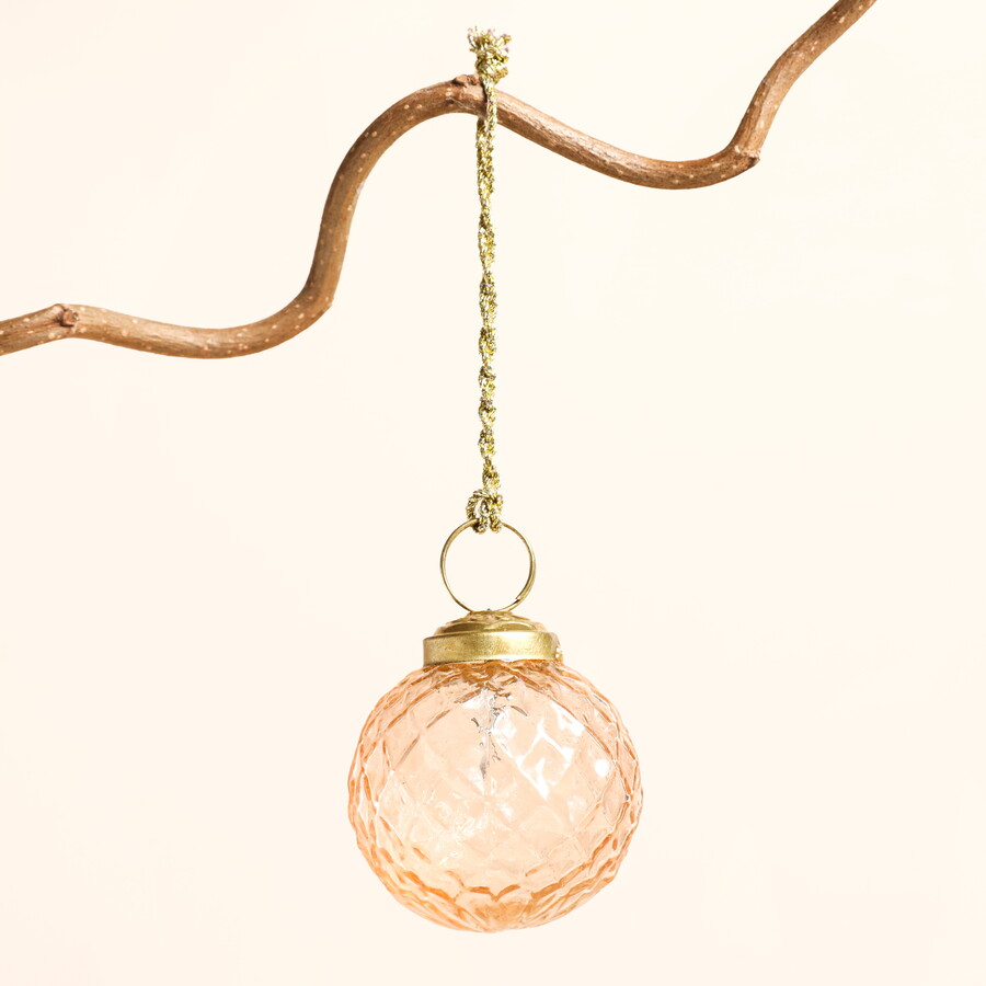 Add a Sweet Small Bauble Like This Dimpled Pink Glass Round Bauble to a Smaller Tree to Ensure Colour is Still Applied but the Tree is Not Overwhelmed