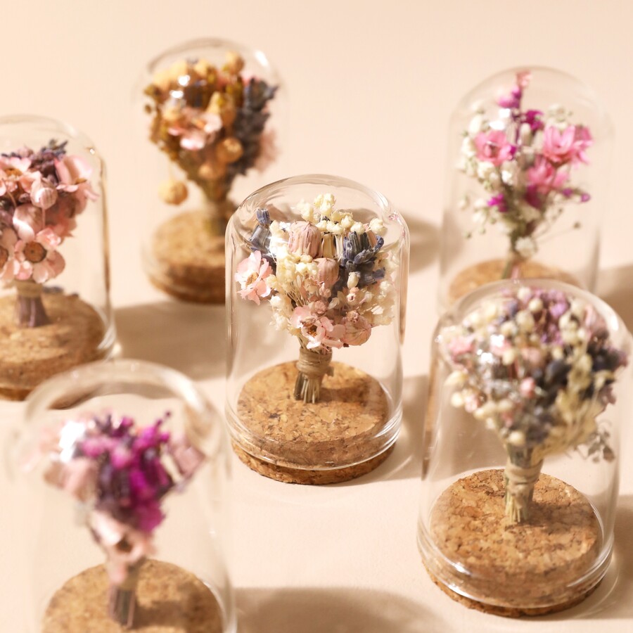 Mini Dried Flower Glass Domes Make Great Wedding Gifts or Favours