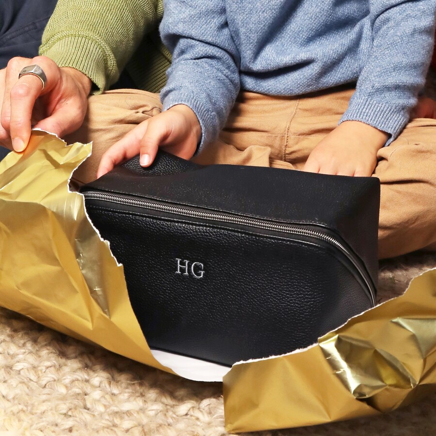 Personalised Father's Day Vegan Leather Wash Bag