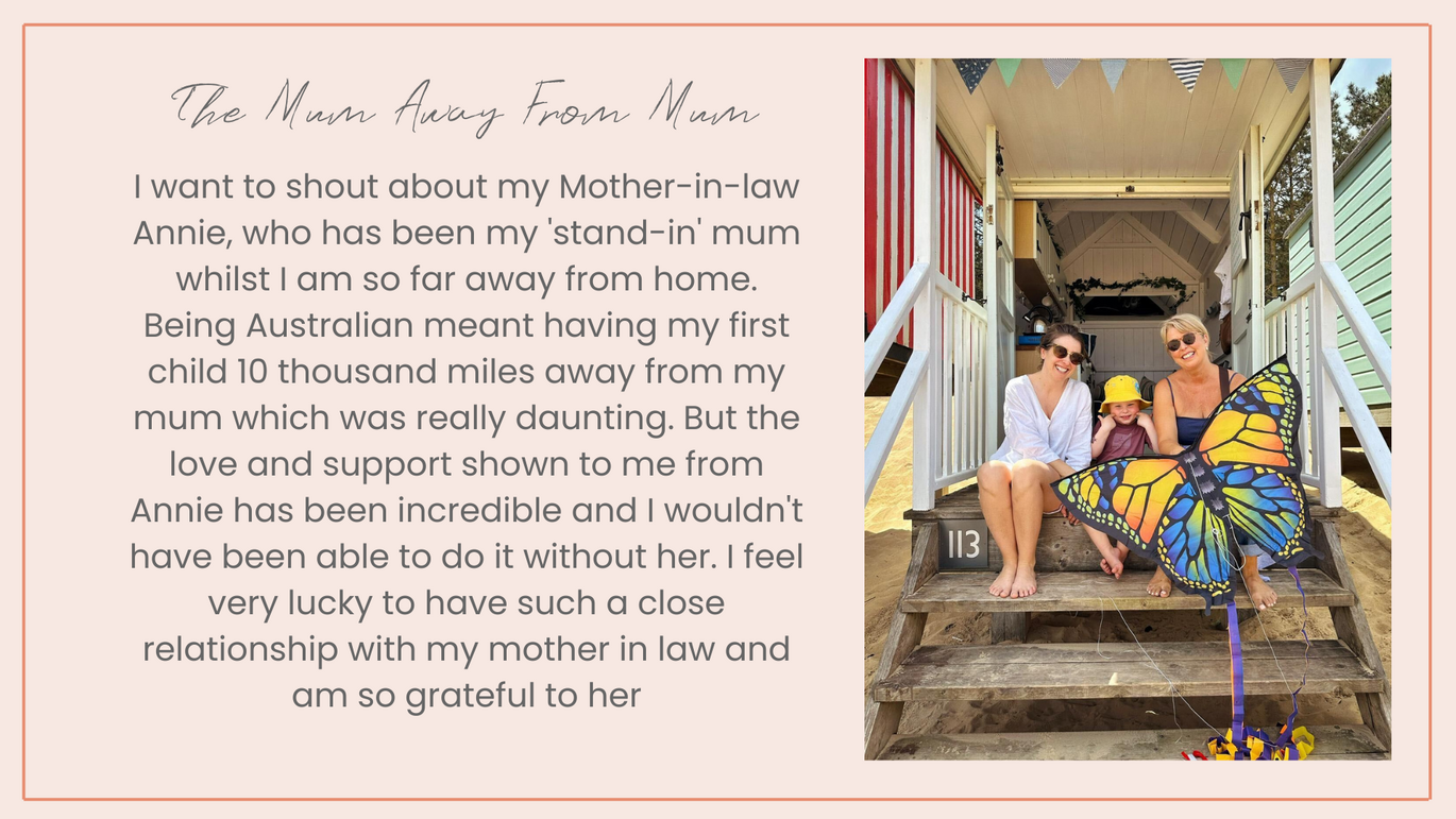 Mother's Day campaign testimonial depicting a story about Kate and her Mother-in-law who is a step-in mum for her own mum back in Australia