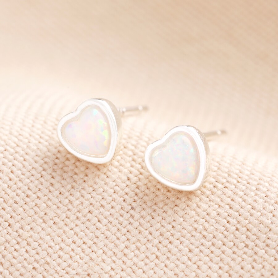 Gift Her a Pair of These Sterling Silver Opal Heart Stud Earrings to Ensure She's Accessorised Well on The Big Day