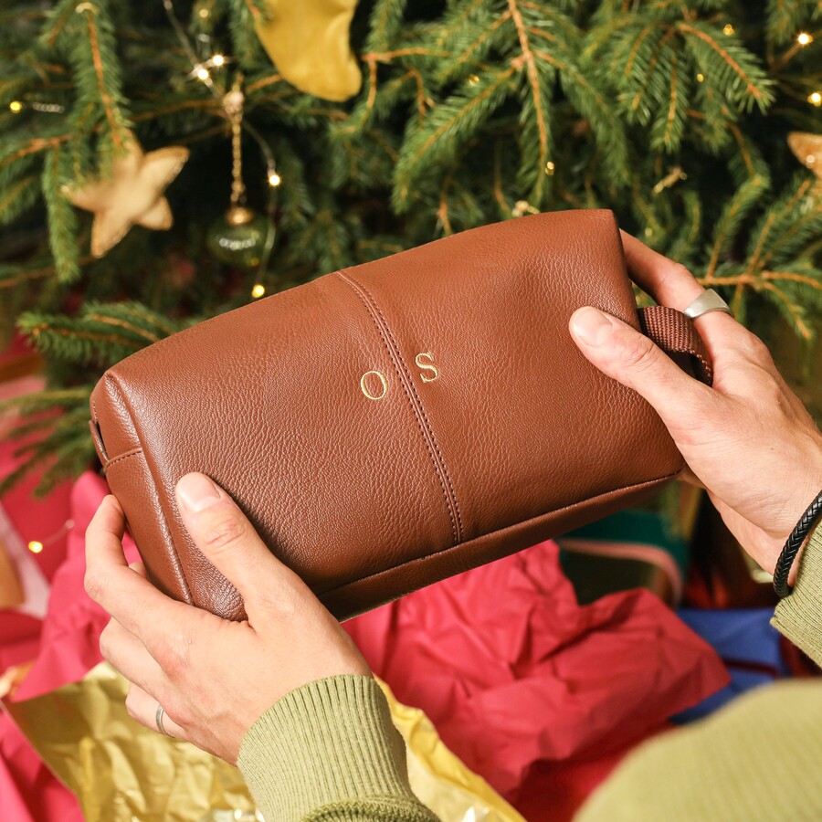 This Men's Personalised Embroidered Initials Wash Bag is Ideal for Christmas Gifting for a Spectacular Son