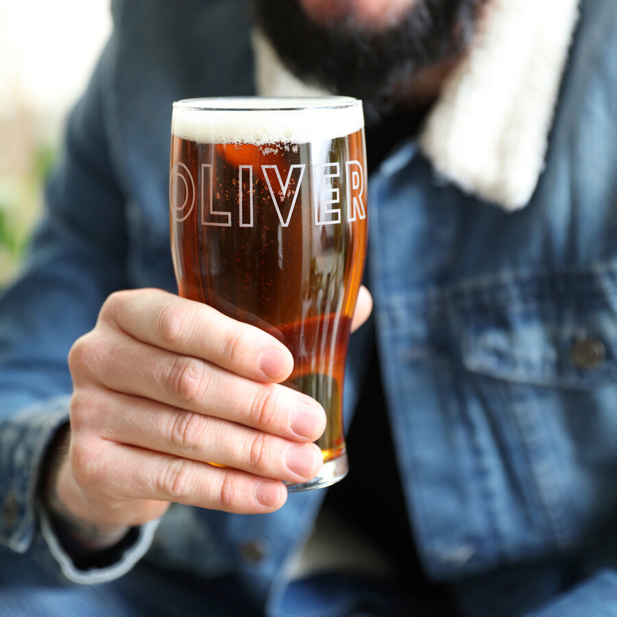 This Personalised Name Pint Glass is Perfect for a Beer Supping Son Who Has Just Turned 18 or 21