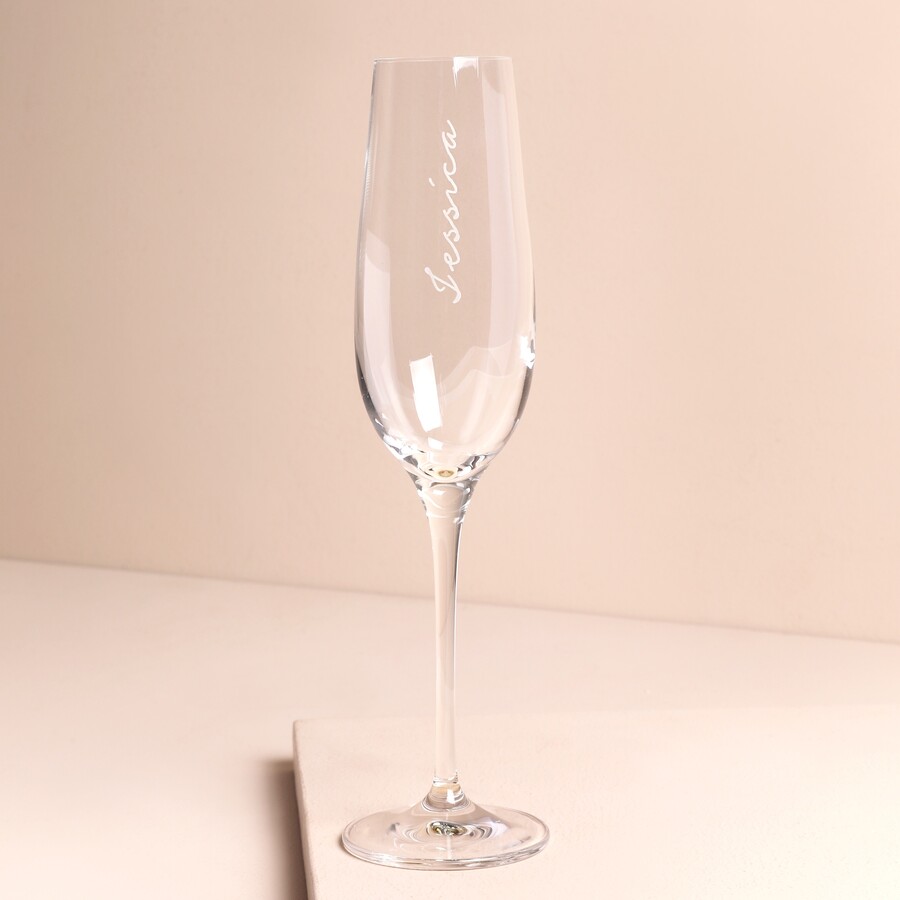 Personalised Name Champagne Glass Engraved With the Rotary Method