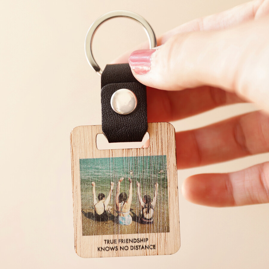 Personalised Photo Wood and Leather Keyring With UV Printer Method