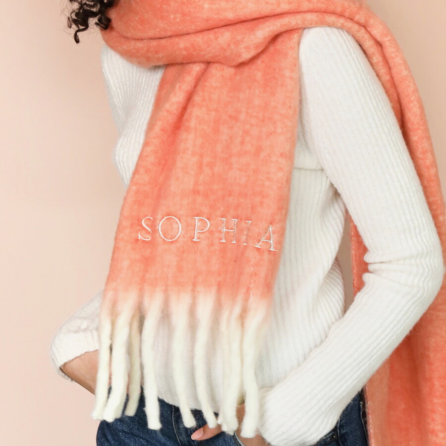 Our Personalised Pastel Orange Winter Scarf is Perfect for Gifting