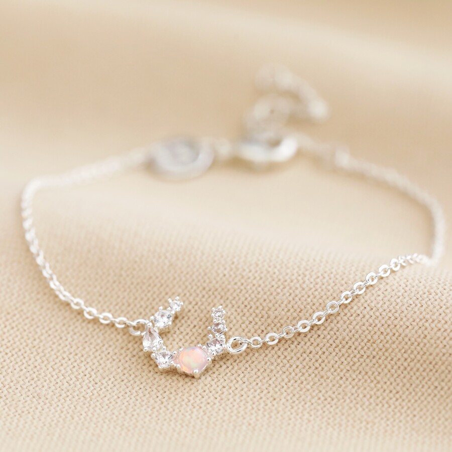 Our Pretty Crystal and Opal Horseshoe Bracelet in Silver is Perfect for Gifting to the Bride on her Hen Do