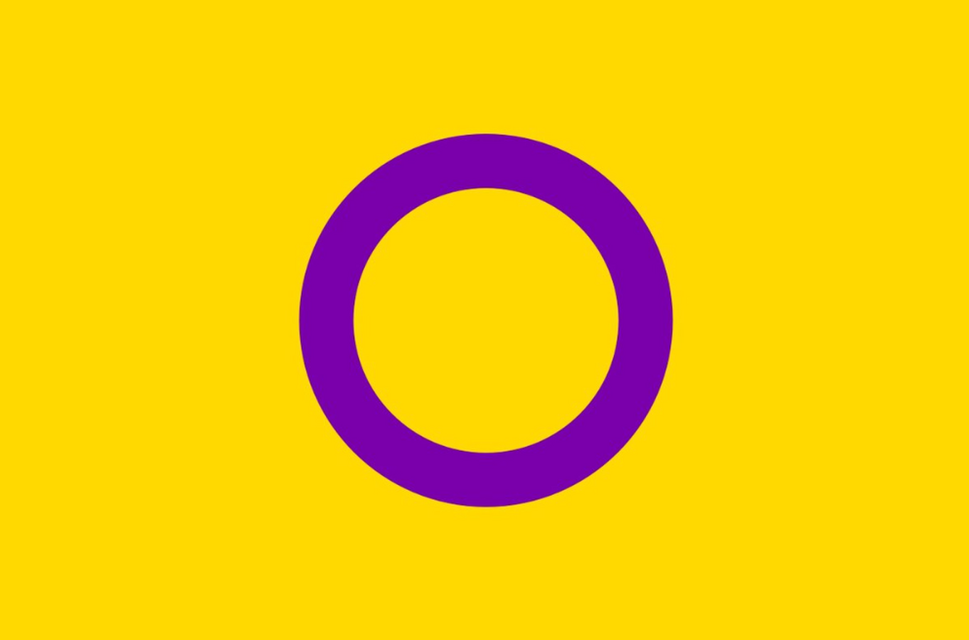 Intersex Pride Flag Detailing a Yellow Background with a Purple Hollow Circle