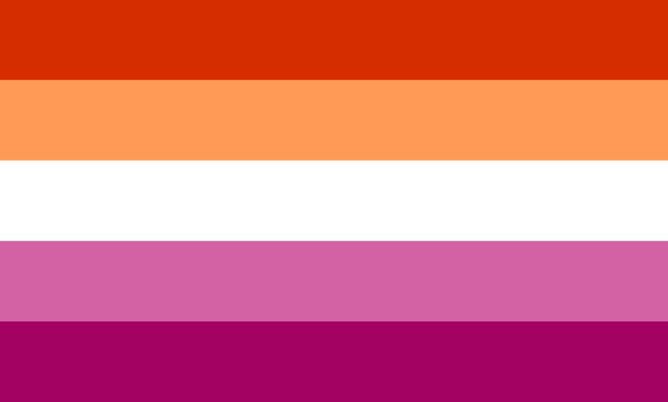 Sunset Lesbian Pride Flag with Shades of Orange, Red and Pink