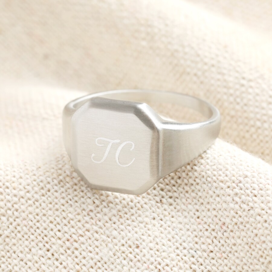 Men's Personalised Brushed Signet Ring