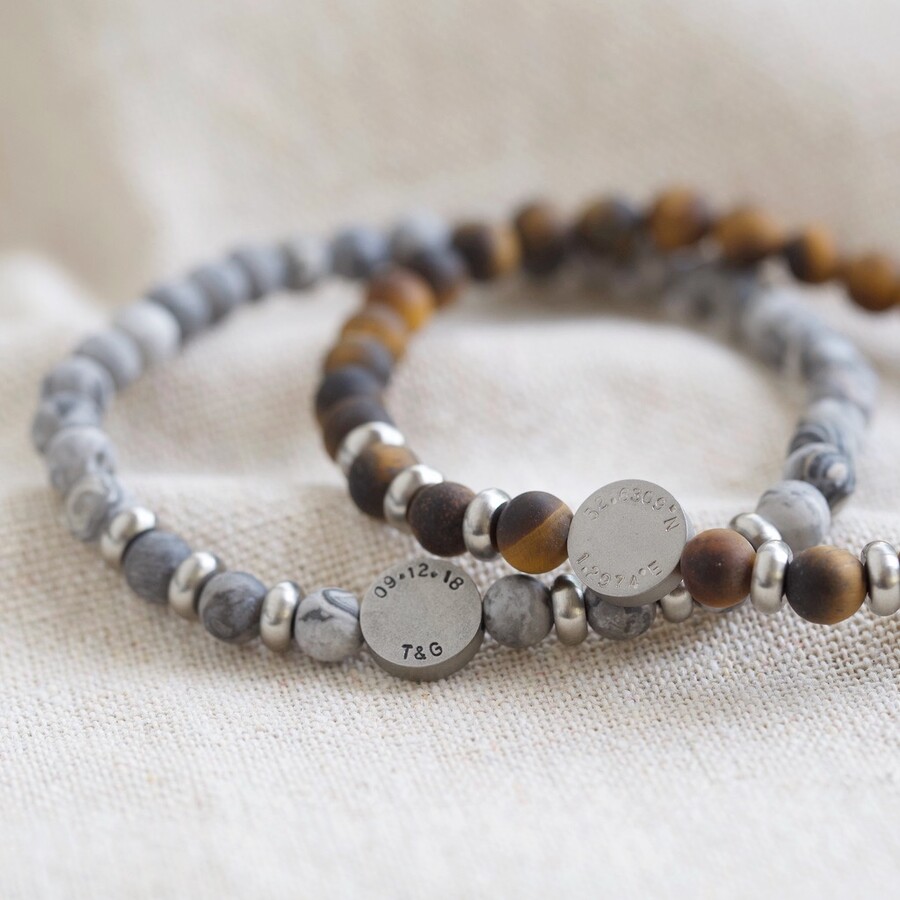 Men's Personalised Semi-Precious Stone Bead Bracelet Makes the Perfect Personalised Gift For Your Guy Best Friend