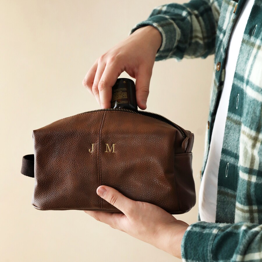 A Men's Personalised Embroidered Initials Wash Bag Makes the Perfect Practical and Personal Gift For a Male Bestie