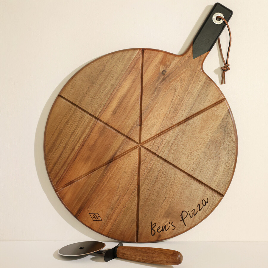 Personalised Serving Board & Pizza Cutter Set Makes a Great Practical and Personal Gift for a Foodie Friend