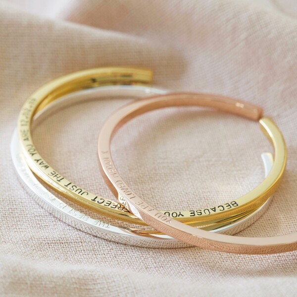 Personalised Polished Bar Bangle is Ideal for Adding a Meaningful Message for the Mother of the Bride