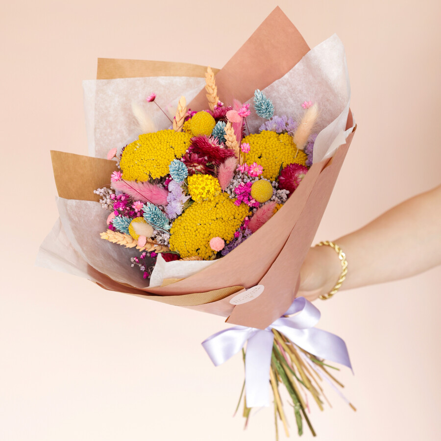 Luxury Rainbow Brights Dried Flower Bouquet