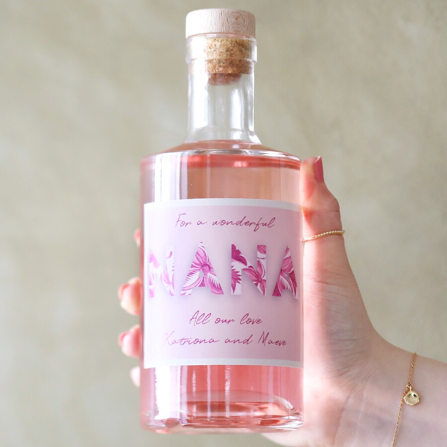 Personalised 500ml Vintage Pink Nana Alcohol