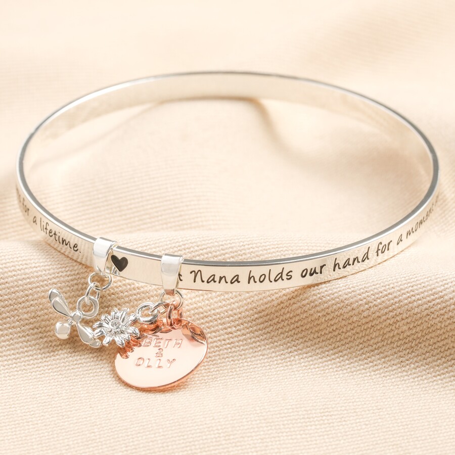 This Beautiful Bangle Comes with a Meaningful Message to a Grandmother and Can be Personalised With the Charms of Your Choice