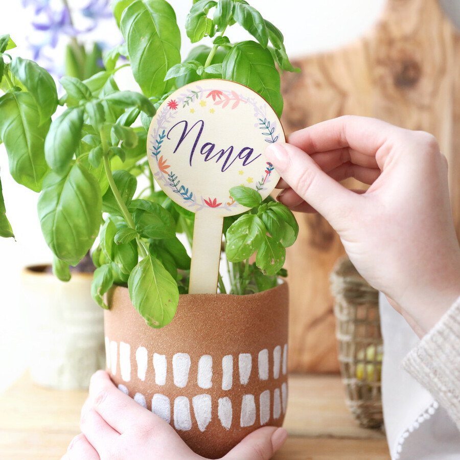 Personalised Floral 'Nana' Wooden Plant Sign