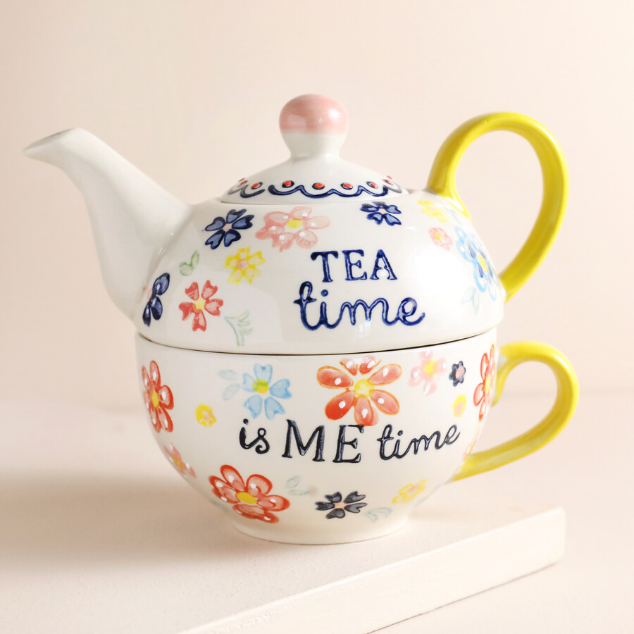 This Ceramic Teapot and Teacup Set is Ideal for an Afternoon Tea Loving Grandmother