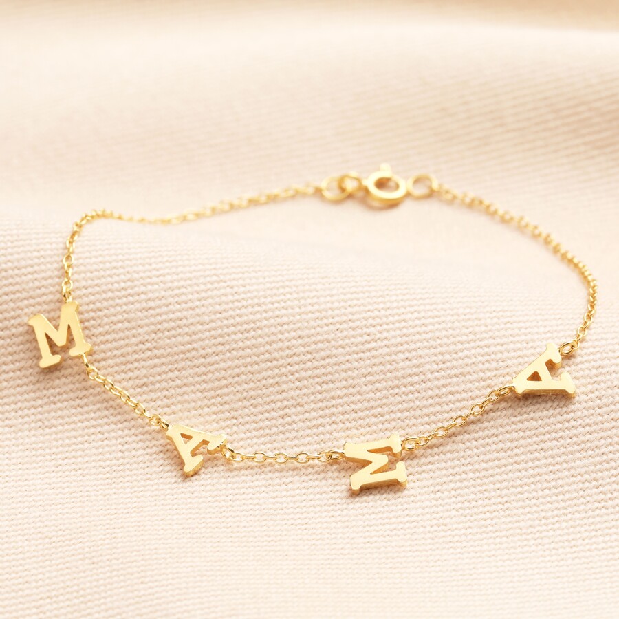 Sterling Silver Mama Charm Bracelet in Gold