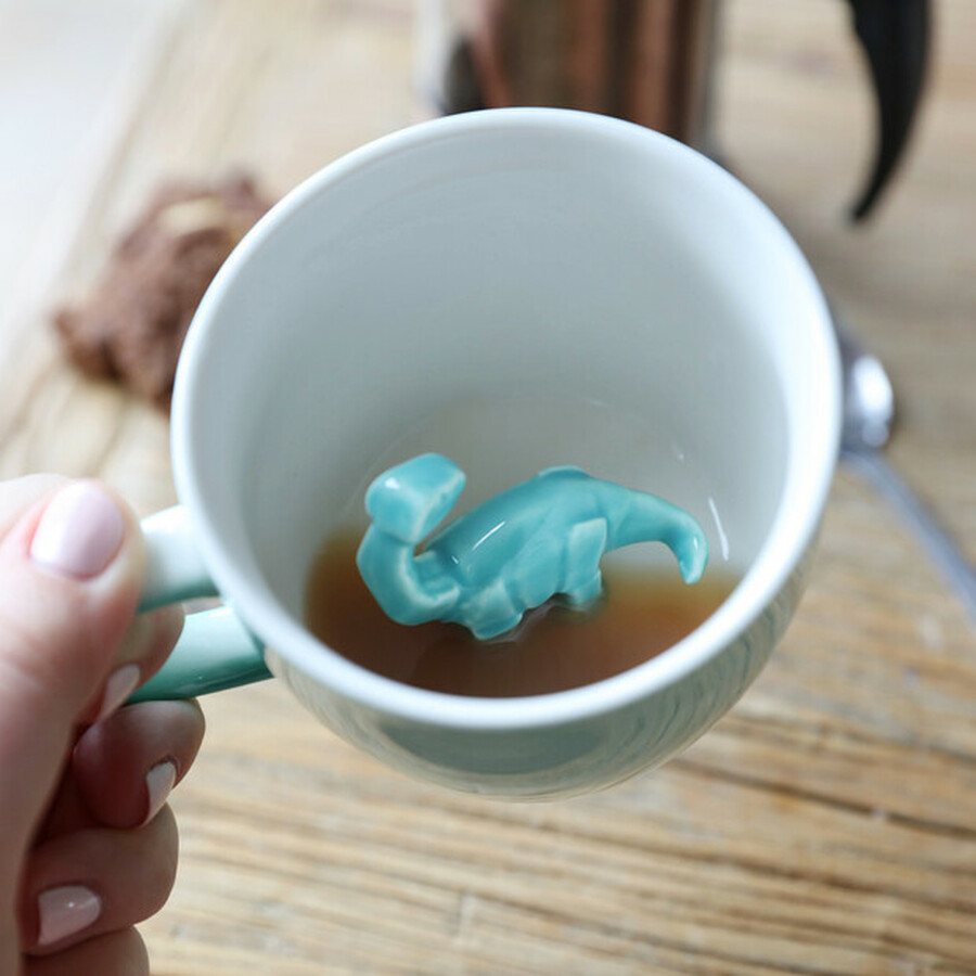House of Disaster Turquoise Ombre Origami Dinosaur Mug