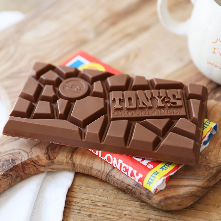 Tony's Chocolate Bars Like This Milk Chocolate Bar are Designed to Represent the Inequality of the Cocoa Industry with Their Segment Design