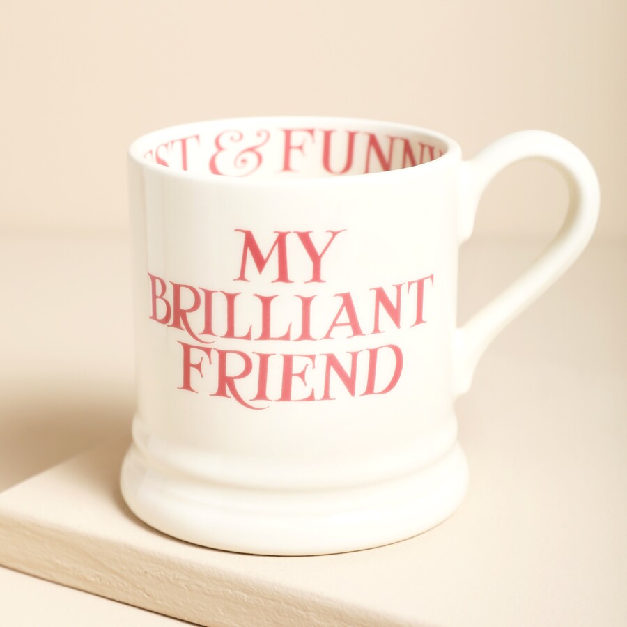 Emma Bridgewater Pink Toast My Brilliant Friend 1/2 Pint Mug