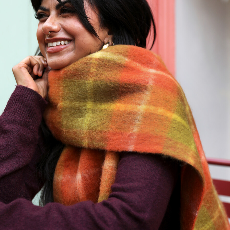 This bright and beautiful scarf is perfect for adding a pop of colour to dreary winter days