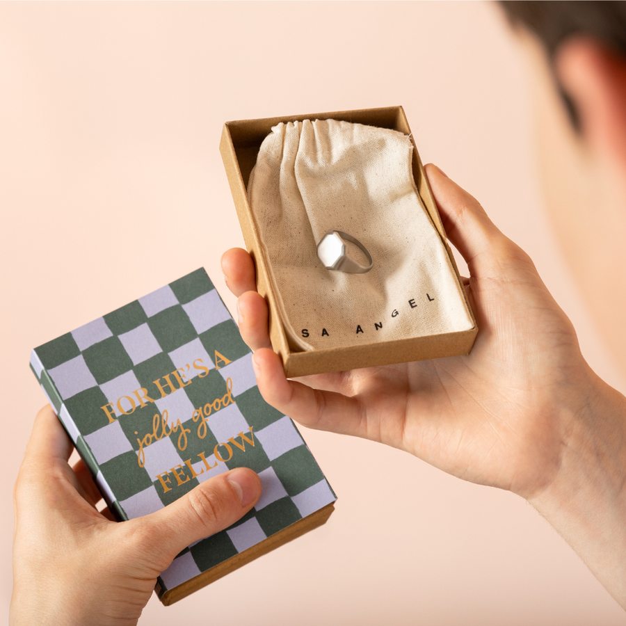 Men's Personalised Brushed Signet Ring