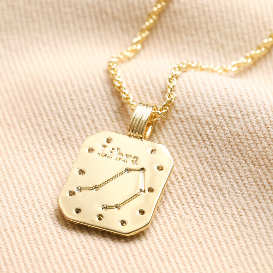 This Sleek Star Sign Necklace is Ideal for Gold Jewellery Loving Libra for their Birthday